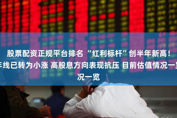 股票配资正规平台排名 “红利标杆”创半年新高！年线已转为小涨 高股息方向表现抗压 目前估值情况一览